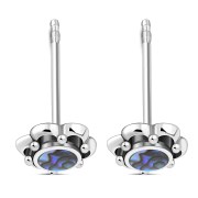 Large Abalone Shell Flower Stud Silver Earrings, e334